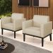 Poltrona Base Madeira Preto Kit 2 Maressa Veludo Luxo Off White - Ibiza