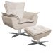 Poltrona Decorativa Base Giratória Cromada com Puff Opla Suede Bege - Ibiza