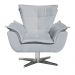 Poltrona Decorativa Base Giratória Cromada com Puff Opla Suede Cinza - Ibiza