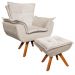 Poltrona Decorativa Base Giratória Giromad com Puff Opla Suede Bege - Ibiza