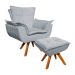 Poltrona Decorativa Base Giratória Giromad com Puff Opla Suede Cinza - Ibiza