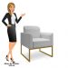 Poltrona Decorativa Base Industrial Dourada Maressa A05 Linho Cinza Claro - Ibiza