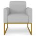 Poltrona Decorativa Base Industrial Dourada Maressa A05 Linho Cinza Claro - Ibiza