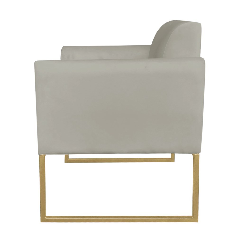 Poltrona Decorativa Base Industrial Dourada Maressa S12 Suede Marrom Rato - Ibiza