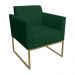 Poltrona Decorativa Base Industrial Dourada Maressa S23 Suede Verde - Ibiza