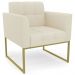 Poltrona Decorativa Base Industrial Dourado Ana Linho Bege - Ibiza