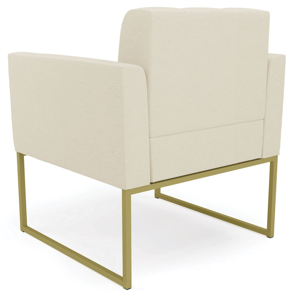 Poltrona Decorativa Base Industrial Dourado Ana Linho Bege - Ibiza