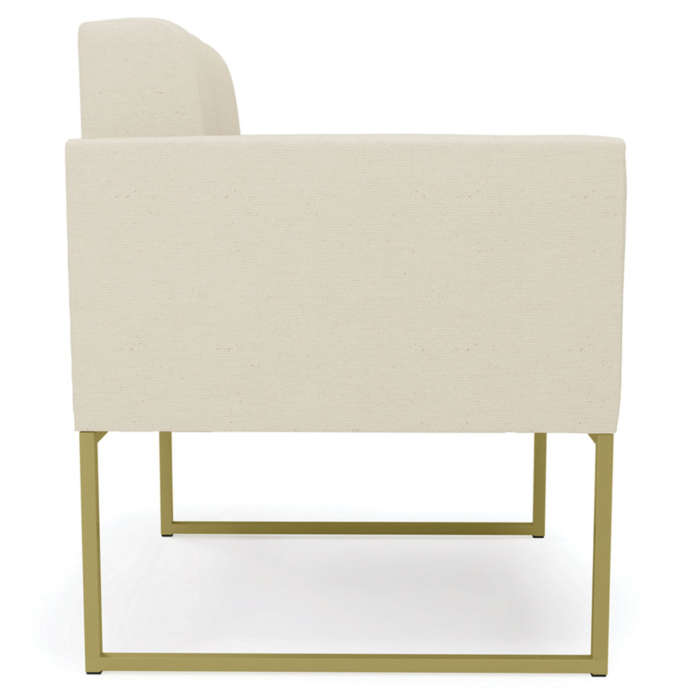 Poltrona Decorativa Base Industrial Dourado Ana Linho Bege - Ibiza