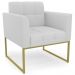 Poltrona Decorativa Base Industrial Dourado Ana Linho Cinza - Ibiza