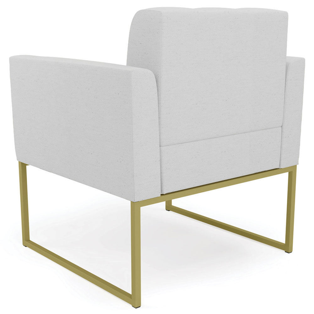 Poltrona Decorativa Base Industrial Dourado Ana Linho Cinza - Ibiza
