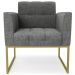 Poltrona Decorativa Base Industrial Dourado Ana Linho Grafite - Ibiza