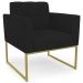 Poltrona Decorativa Base Industrial Dourado Ana Linho Preto - Ibiza