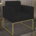 Poltrona Decorativa Base Industrial Dourado Ana Linho Preto - Ibiza