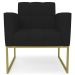 Poltrona Decorativa Base Industrial Dourado Ana Linho Preto - Ibiza