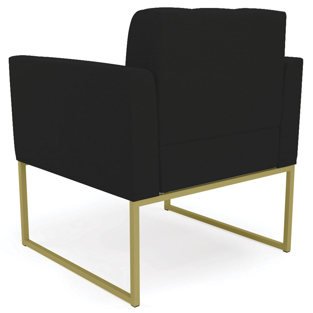 Poltrona Decorativa Base Industrial Dourado Ana Linho Preto - Ibiza