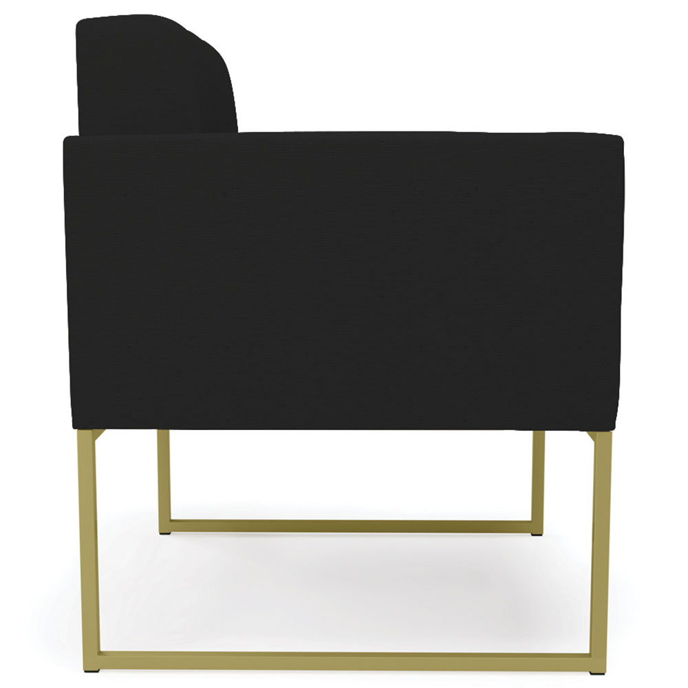 Poltrona Decorativa Base Industrial Dourado Ana Linho Preto - Ibiza