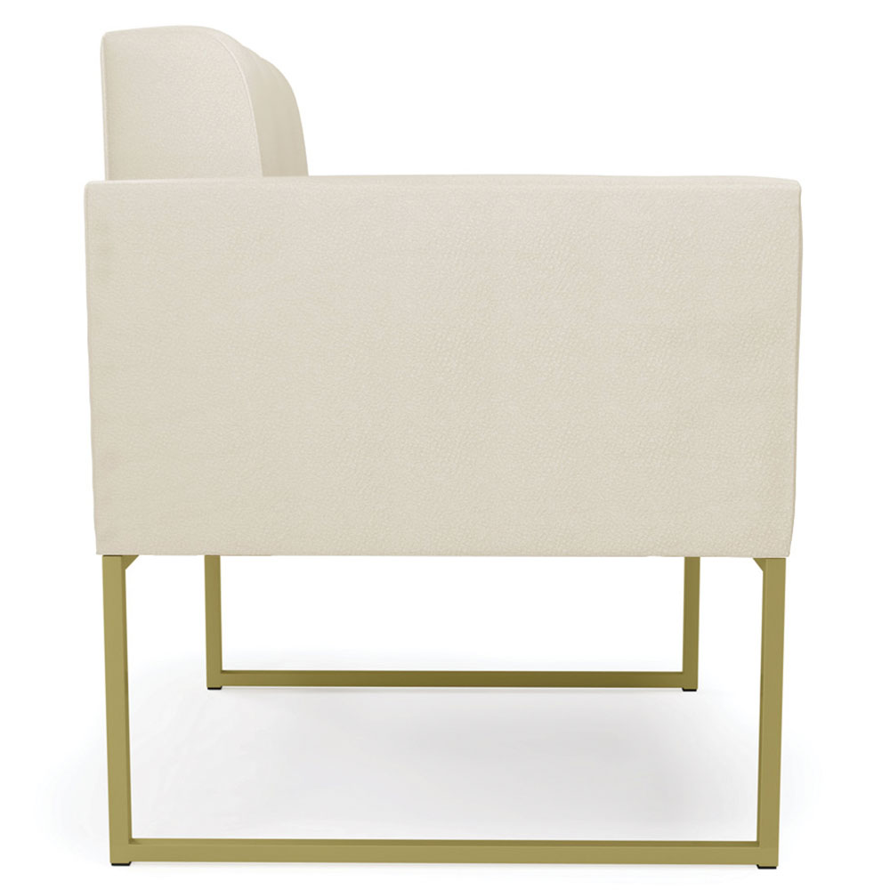Poltrona Decorativa Base Industrial Dourado Ana Sintético Bege - Ibiza