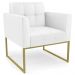 Poltrona Decorativa Base Industrial Dourado Ana Sintético Branco - Ibiza