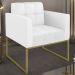 Poltrona Decorativa Base Industrial Dourado Ana Sintético Branco - Ibiza