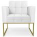 Poltrona Decorativa Base Industrial Dourado Ana Sintético Branco - Ibiza