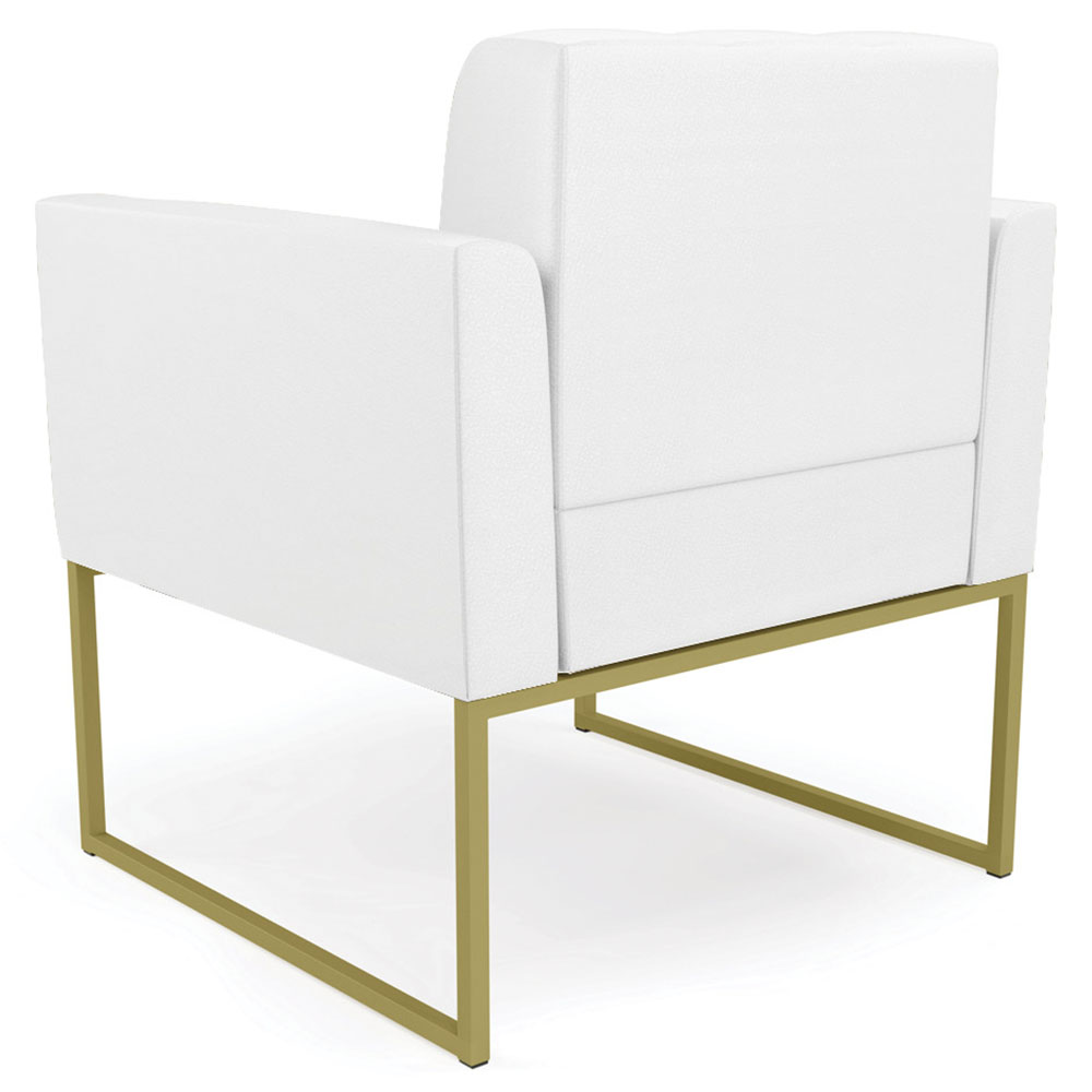 Poltrona Decorativa Base Industrial Dourado Ana Sintético Branco - Ibiza