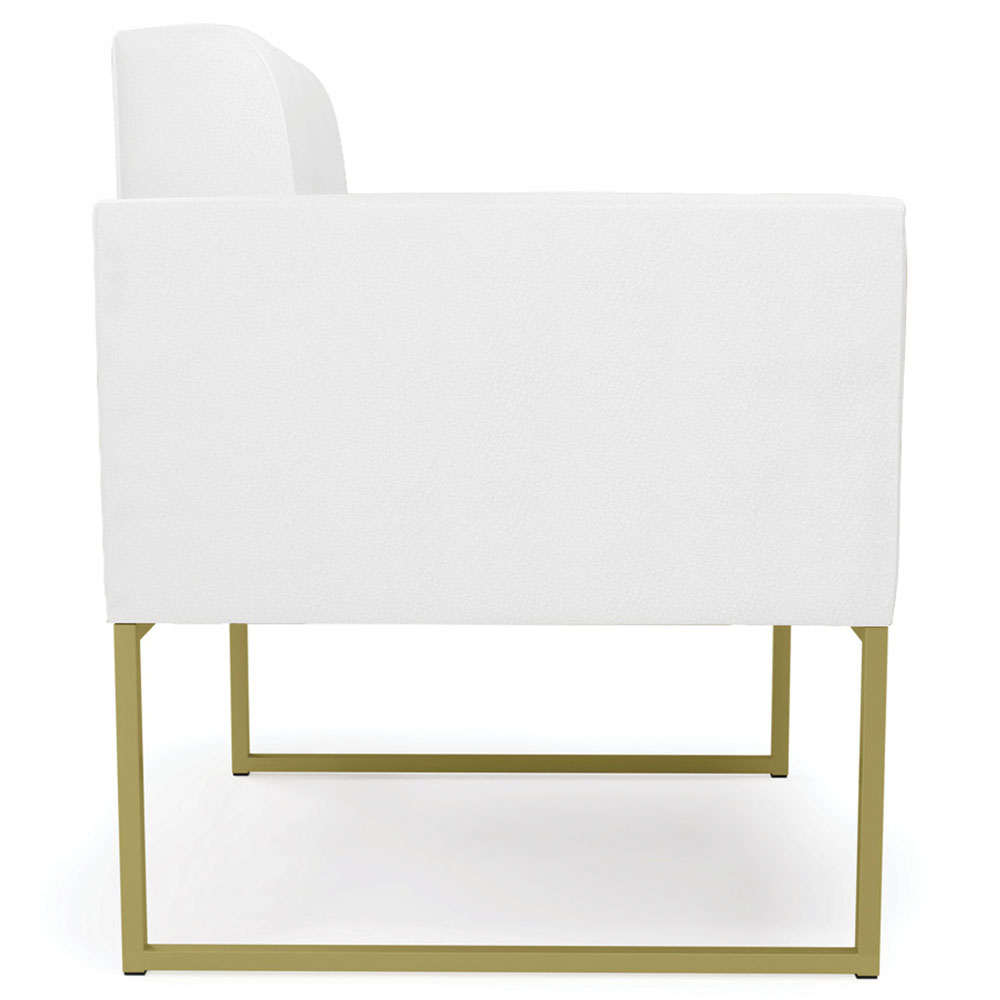 Poltrona Decorativa Base Industrial Dourado Ana Sintético Branco - Ibiza