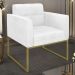 Poltrona Decorativa Base Industrial Dourado Ana Sintético PU Branco - Ibiza