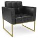 Poltrona Decorativa Base Industrial Dourado Ana Sintético PU Preto- Ibiza