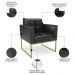 Poltrona Decorativa Base Industrial Dourado Ana Sintético PU Preto- Ibiza