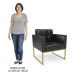 Poltrona Decorativa Base Industrial Dourado Ana Sintético PU Preto- Ibiza
