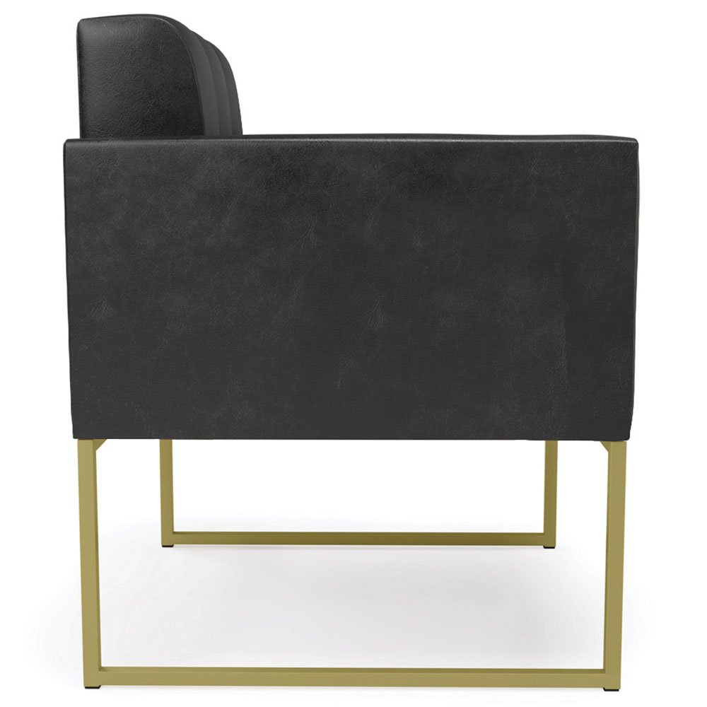 Poltrona Decorativa Base Industrial Dourado Ana Sintético PU Preto- Ibiza