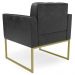 Poltrona Decorativa Base Industrial Dourado Ana Sintético PU Preto- Ibiza
