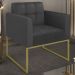 Poltrona Decorativa Base Industrial Dourado Ana Sintético Preto - Ibiza