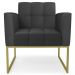 Poltrona Decorativa Base Industrial Dourado Ana Sintético Preto - Ibiza