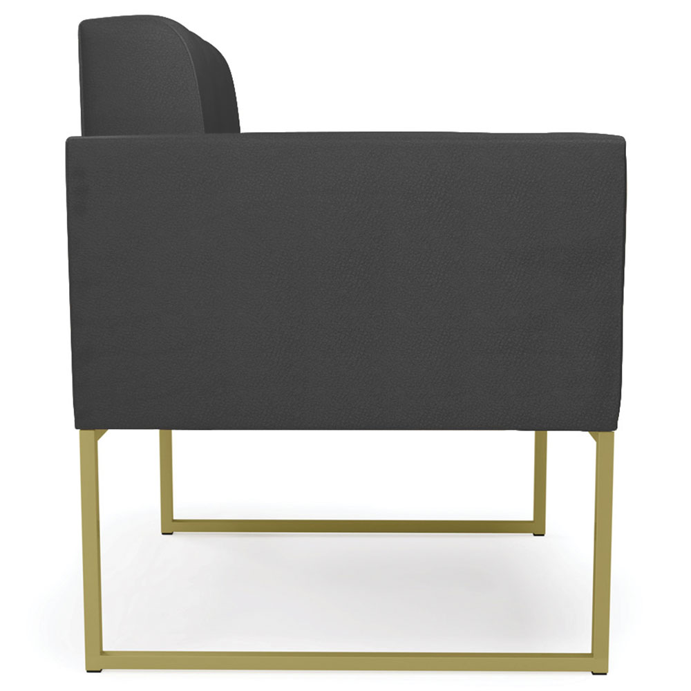 Poltrona Decorativa Base Industrial Dourado Ana Sintético Preto - Ibiza