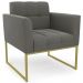 Poltrona Decorativa Base Industrial Dourado Ana Suede Grafite - Ibiza