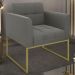 Poltrona Decorativa Base Industrial Dourado Ana Suede Grafite - Ibiza