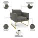 Poltrona Decorativa Base Industrial Dourado Ana Suede Grafite - Ibiza