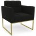Poltrona Decorativa Base Industrial Dourado Ana Suede Preto - Ibiza