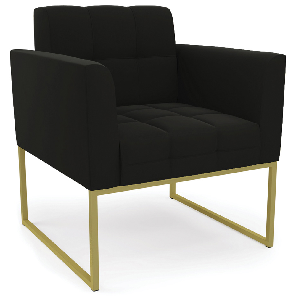 Poltrona Decorativa Base Industrial Dourado Ana Suede Preto - Ibiza