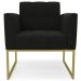 Poltrona Decorativa Base Industrial Dourado Ana Suede Preto - Ibiza