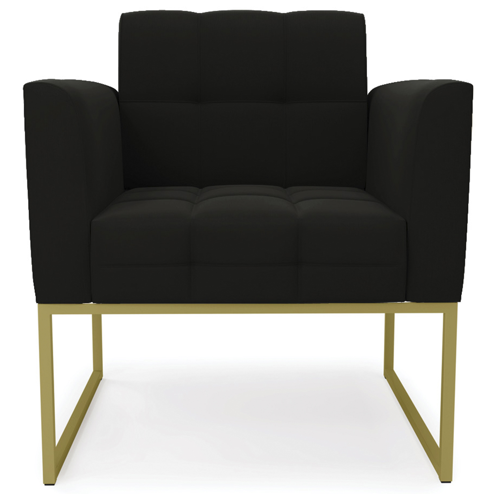 Poltrona Decorativa Base Industrial Dourado Ana Suede Preto - Ibiza