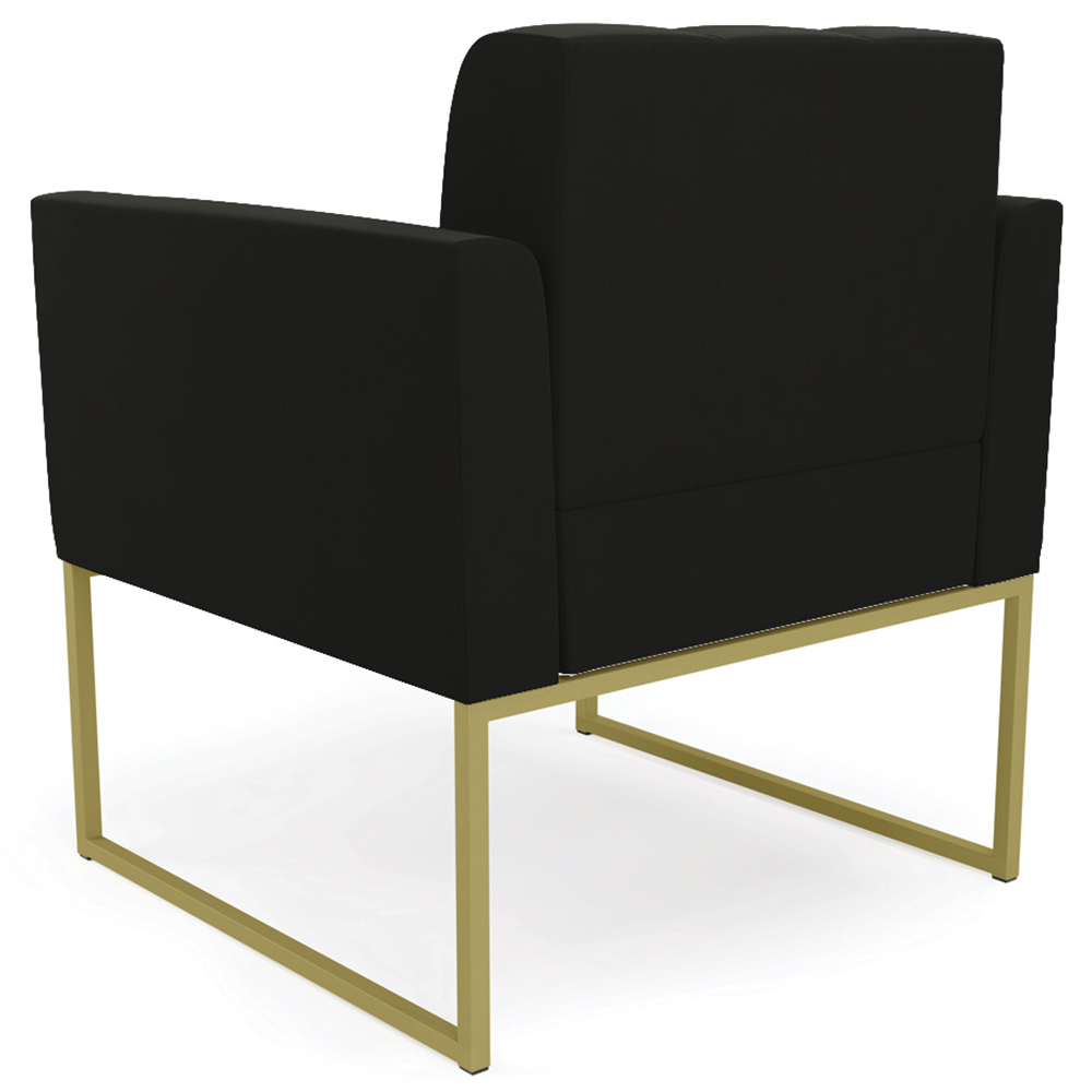 Poltrona Decorativa Base Industrial Dourado Ana Suede Preto - Ibiza