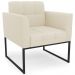 Poltrona Decorativa Base Industrial Preto Ana Linho Bege - Ibiza