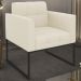 Poltrona Decorativa Base Industrial Preto Ana Linho Bege - Ibiza