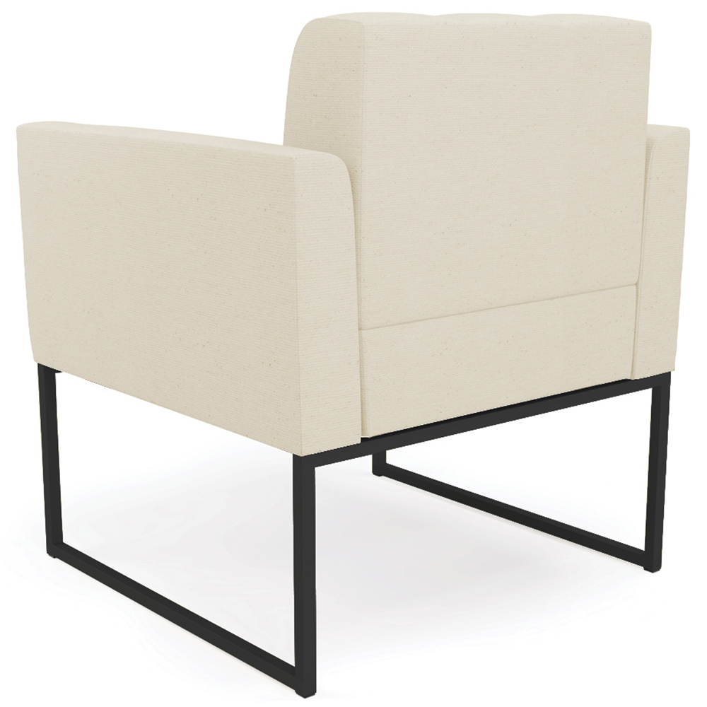 Poltrona Decorativa Base Industrial Preto Ana Linho Bege - Ibiza