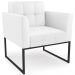Poltrona Decorativa Base Industrial Preto Ana Sintético Branco - Ibiza