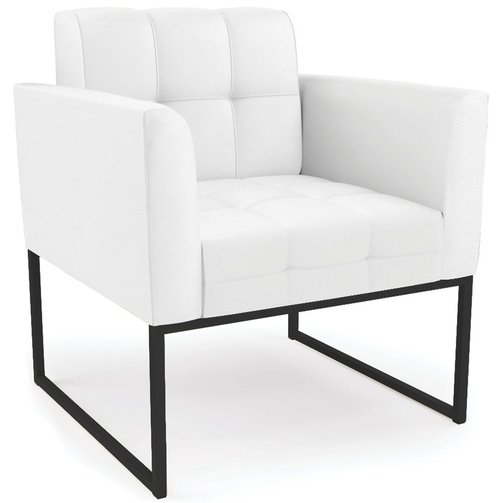 Poltrona Decorativa Base Industrial Preto Ana Sintético Branco - Ibiza