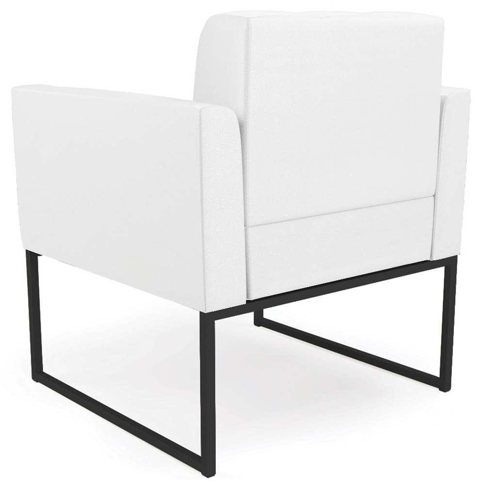 Poltrona Decorativa Base Industrial Preto Ana Sintético Branco - Ibiza