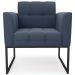 Poltrona Decorativa Base Industrial Preto Ana Suede Azul Marinho - Ibiza